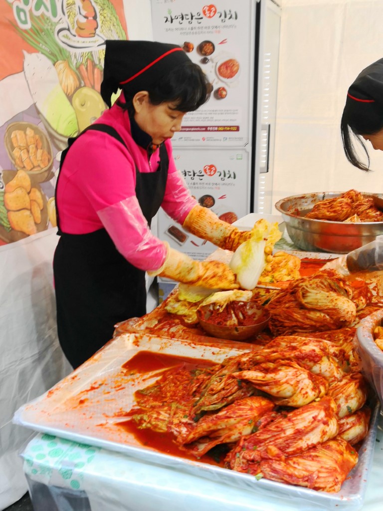 making kimchi
